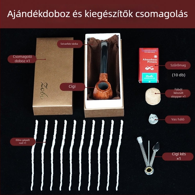 Heatherwood dohánypipa – Zobo – modern minimalista stílus, ívelt szűrő, újrahasznosítható