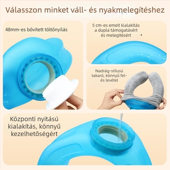Zhebao U‑alakú nyakmelegítő meleg vizes palack, önmelegedő, fűtés vízzel töltés által, sűrű PVC, 0,42 kg