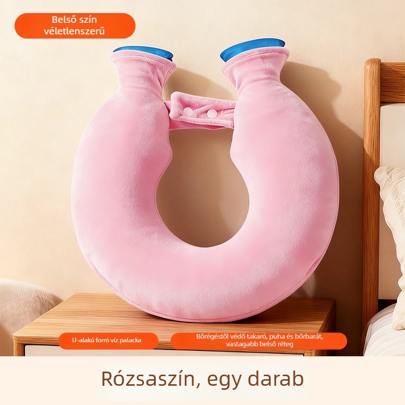 Zhebao U‑alakú nyakmelegítő meleg vizes palack, önmelegedő, fűtés vízzel töltés által, sűrű PVC, 0,42 kg