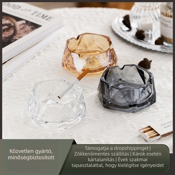 Geometriai kristályüveg hamutál; márka Three Carats; logó nyomtatás; testreszabás; licencelt magánmárka