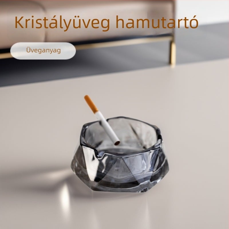 Geometriai kristályüveg hamutál; márka Three Carats; logó nyomtatás; testreszabás; licencelt magánmárka