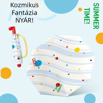 Összecsukható esernyő karikatúra dizájn-nal, 8 bordázat keret, 210T vinil anyag, UPF50+ UV védelem