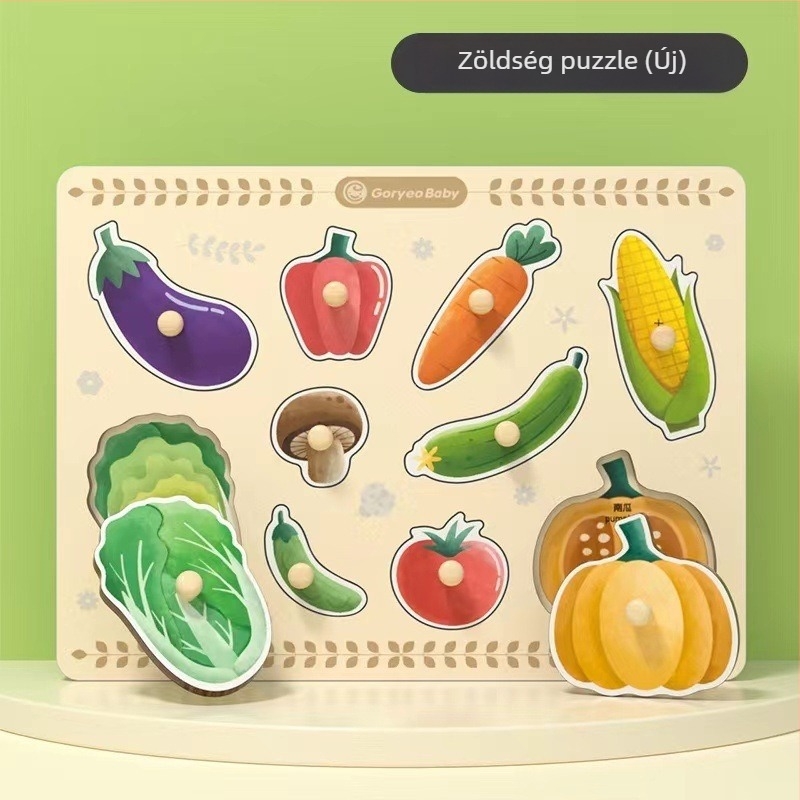 Fából készült kézben tartható kognitív puzzle-panel korai oktatáshoz, 3D puzzle, geometriai formák párosítása, 4-6 éveseknek
