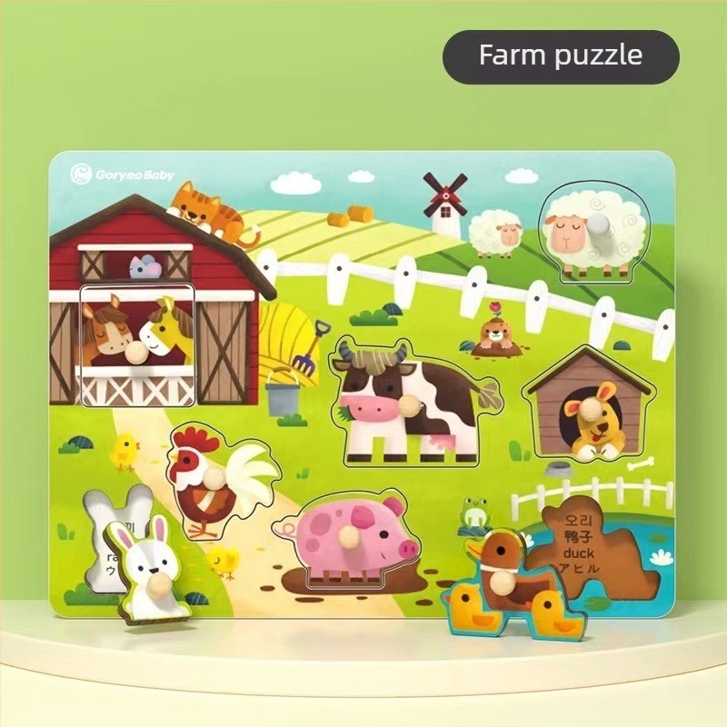 Fából készült kézben tartható kognitív puzzle-panel korai oktatáshoz, 3D puzzle, geometriai formák párosítása, 4-6 éveseknek