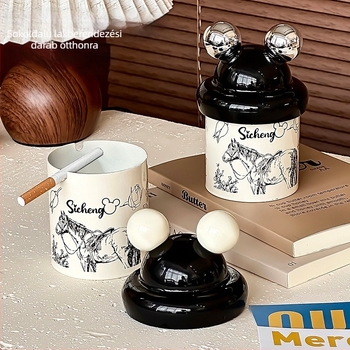 Műanyag hamutartó fedővel otthonra és irodába – újrahasználható, retro dekoratív díszdarab, eredet: Chaozhou