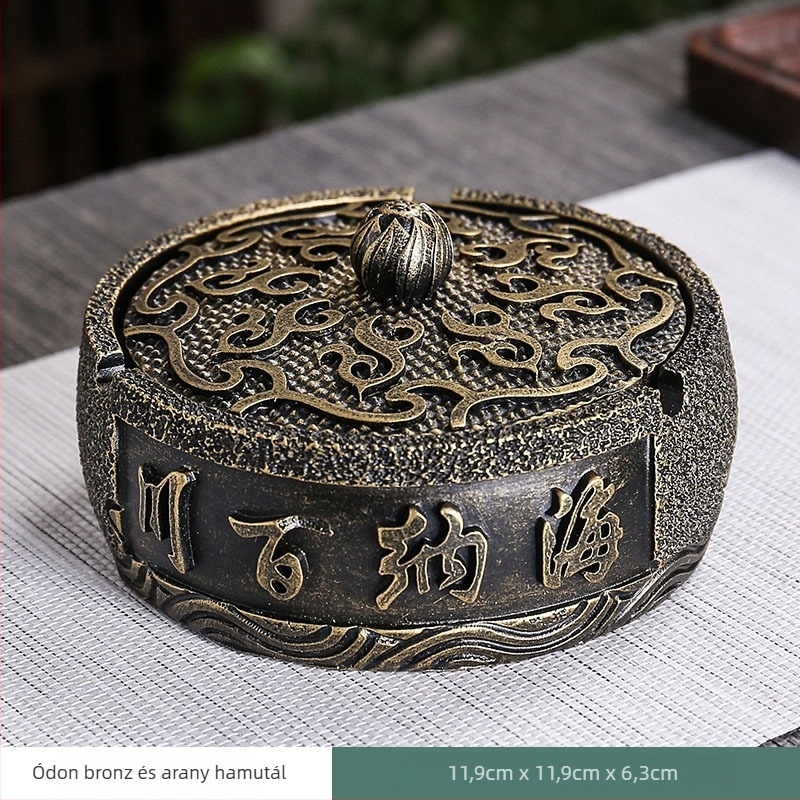 Hamutál fedővel, gyanta, méretei 11,9 × 6,3 cm, kínai retro stílus, többfunkciós