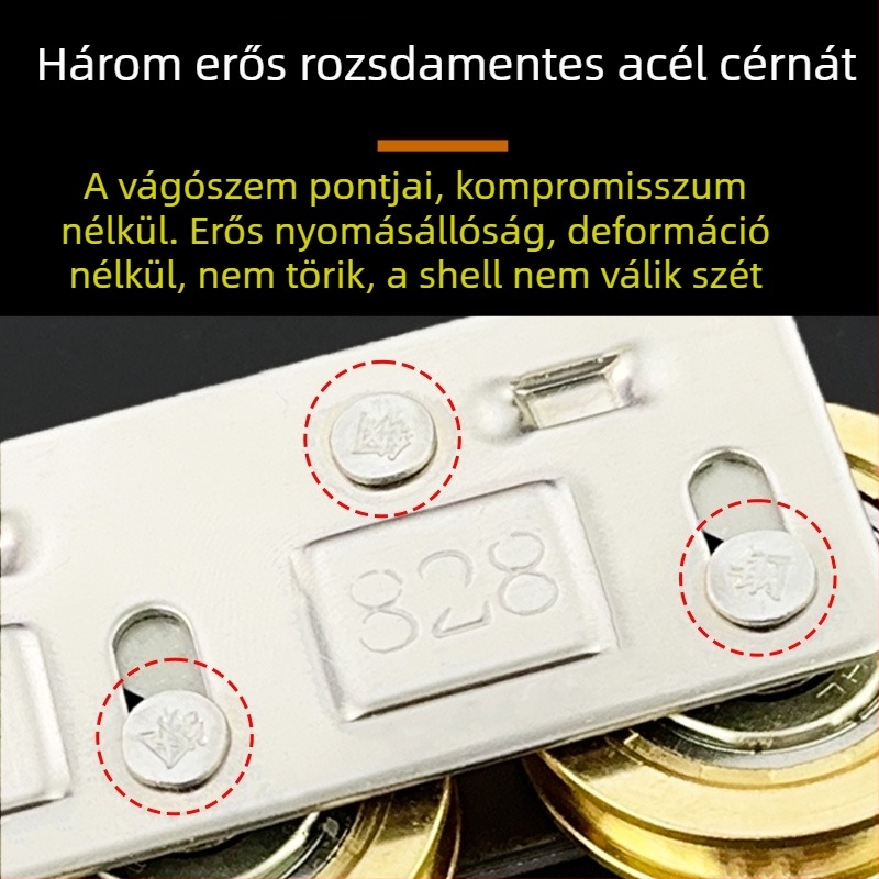 4 db 828 típusú görgő csúszó ajtókhoz és ablakokhoz – alumíniumötvözet, rozsdamentes acél sín
