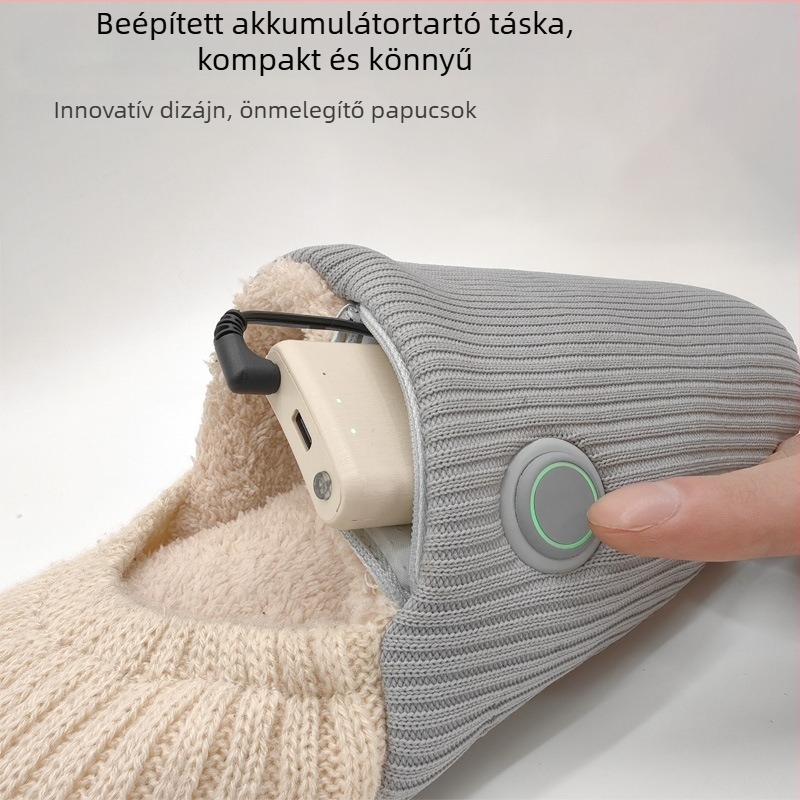 Pamutból készült elektromos melegítő papucs, beltéri használatra, három fokozatú hőmérsékletszabályozás, csúszásmentes és bőrbarát, uniszex