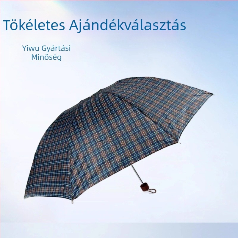 Visszafordítható, összecsukható esernyő kockás mintával, manuális nyitás-zárás, 8 acél bordázat, nem szőtt anyagú borítás, UPF > 40