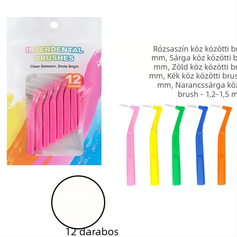 L-alakú interdental ecset, egyszer használatos, 12 darabos készlet, modell LBD03, felnőtteknek