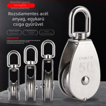 Rozsdamentes acél 304 sínkerék emelőgyűrűvel, egyrészes és kétszeres kerékkel, fix görgő forgó univerzállal, acélsodronyos vontatás (15/20/25/32/50/75/100)
