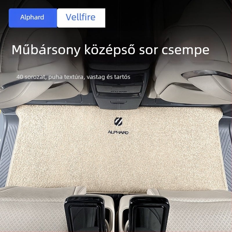 Alphard/Vellfire 40-es sor középső sorára tervezett padlószőnyeg — műkasmír, 1 cm vastagság, 1,5 kg, márka Jie Linmei, logó nélkül