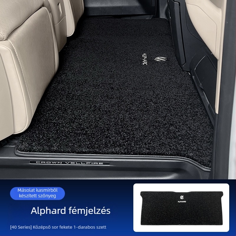 Alphard/Vellfire 40-es sor középső sorára tervezett padlószőnyeg — műkasmír, 1 cm vastagság, 1,5 kg, márka Jie Linmei, logó nélkül