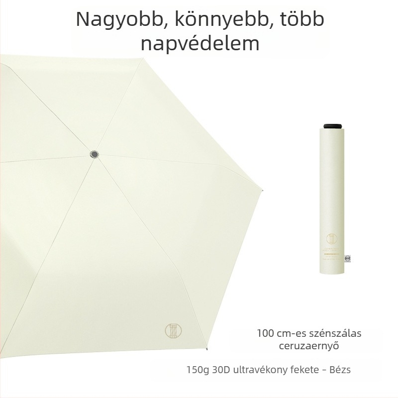 136 g ultra könnyű, extránagy szénszálas összecsukható esernyő, 100 cm, UPF 50+, nőknek