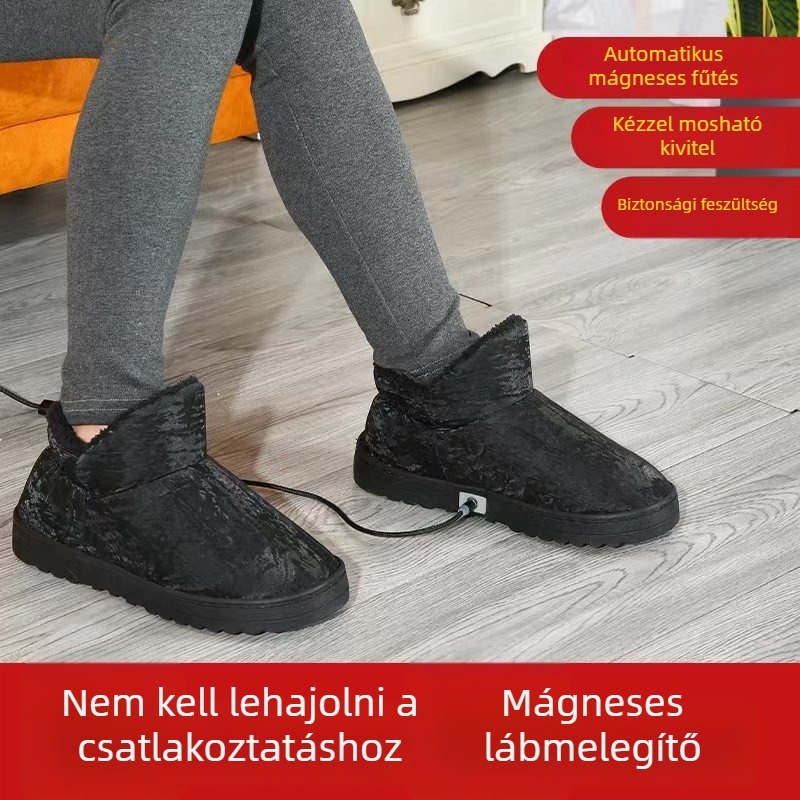 Elektromos melegítő papucsok, uniszex, USB-vel, téli beltéri lábbeli