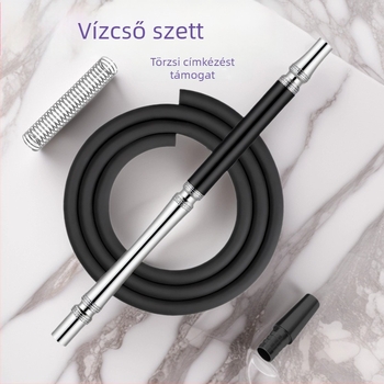 Hookah szívócső készlet alumíniumötvözet nyéllel és szilikon csővel – újrahasználható, testreszabható