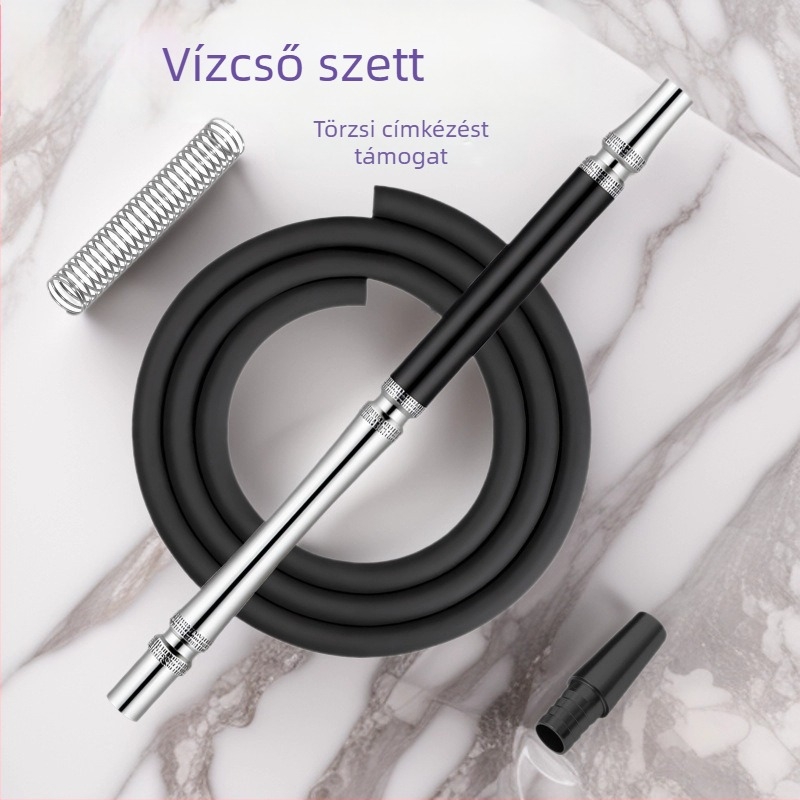 Hookah szívócső készlet alumíniumötvözet nyéllel és szilikon csővel – újrahasználható, testreszabható