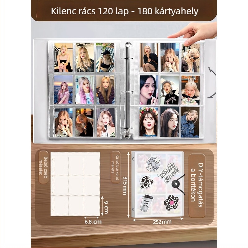 Sihe Culture Fotóalbum PP borítóval, oldható lapokkal és átlátszó kártyaoldalakkal, 20 belső oldal, Cikkszám D04