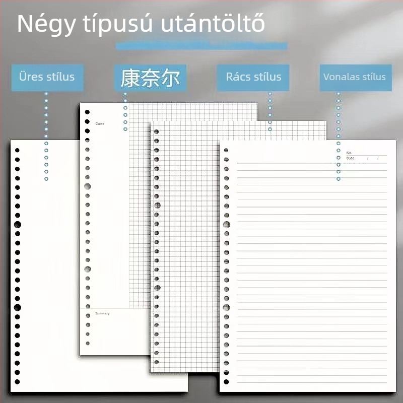 Diákoknak szánt laza-levél jegyzetfüzet levehető maggal (B5, 60 oldal, lyukak 26/20)