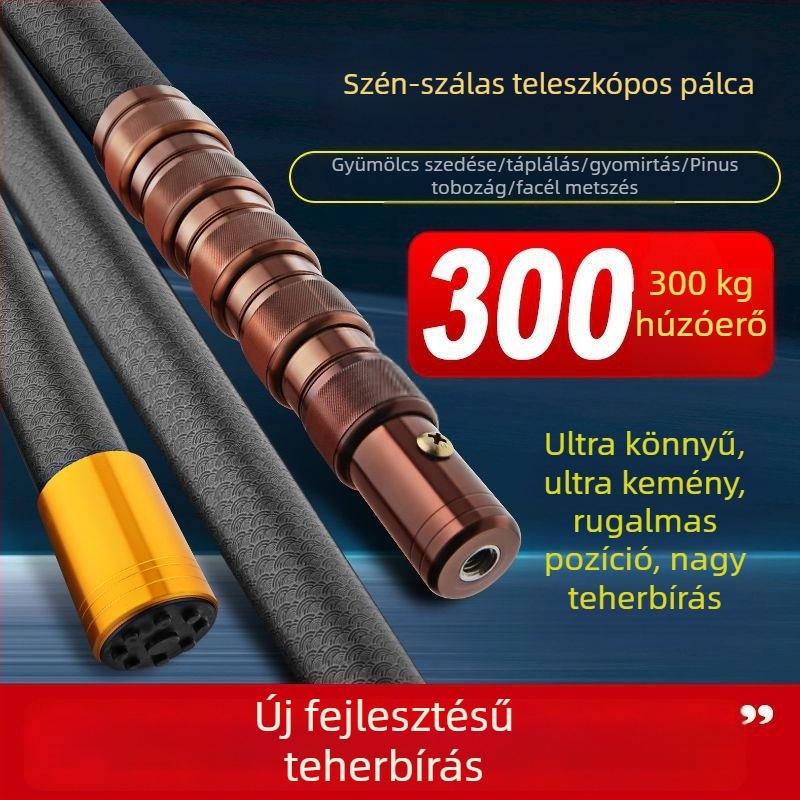 Karbon szálas teleszkópos halászháló ultrakemény bottal — skálázható, többfunkciós
