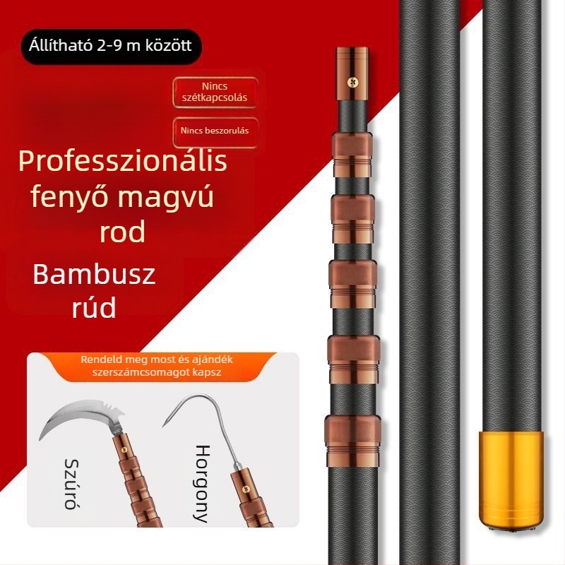 Karbon szálas teleszkópos halászháló ultrakemény bottal — skálázható, többfunkciós