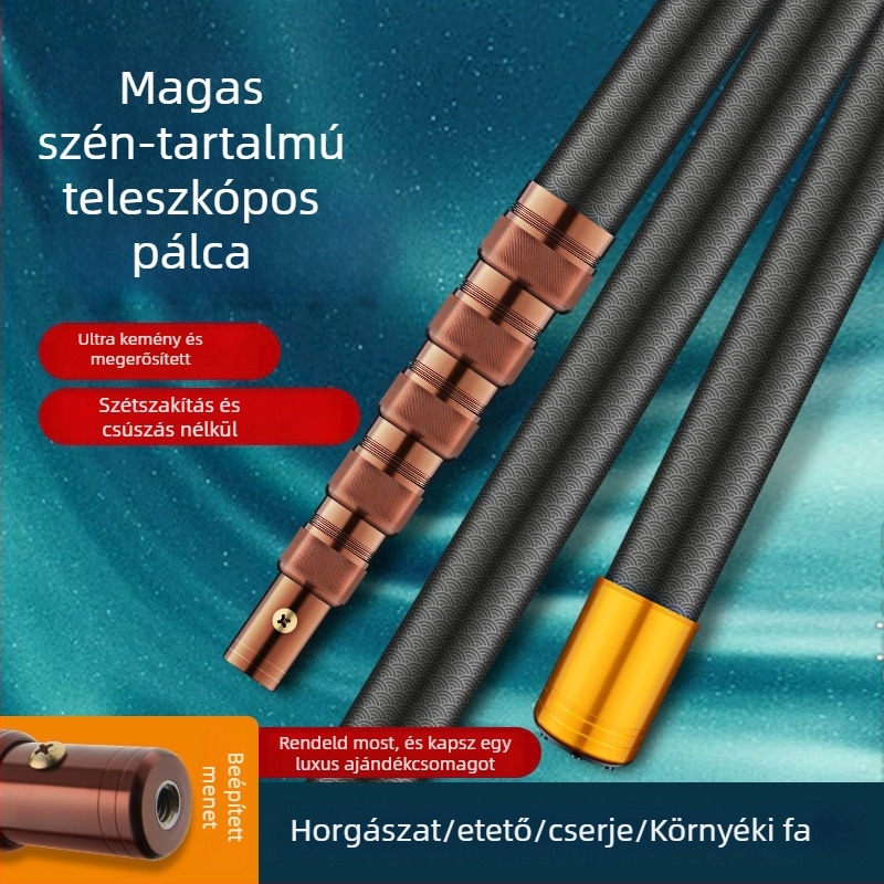 Karbon szálas teleszkópos halászháló ultrakemény bottal — skálázható, többfunkciós