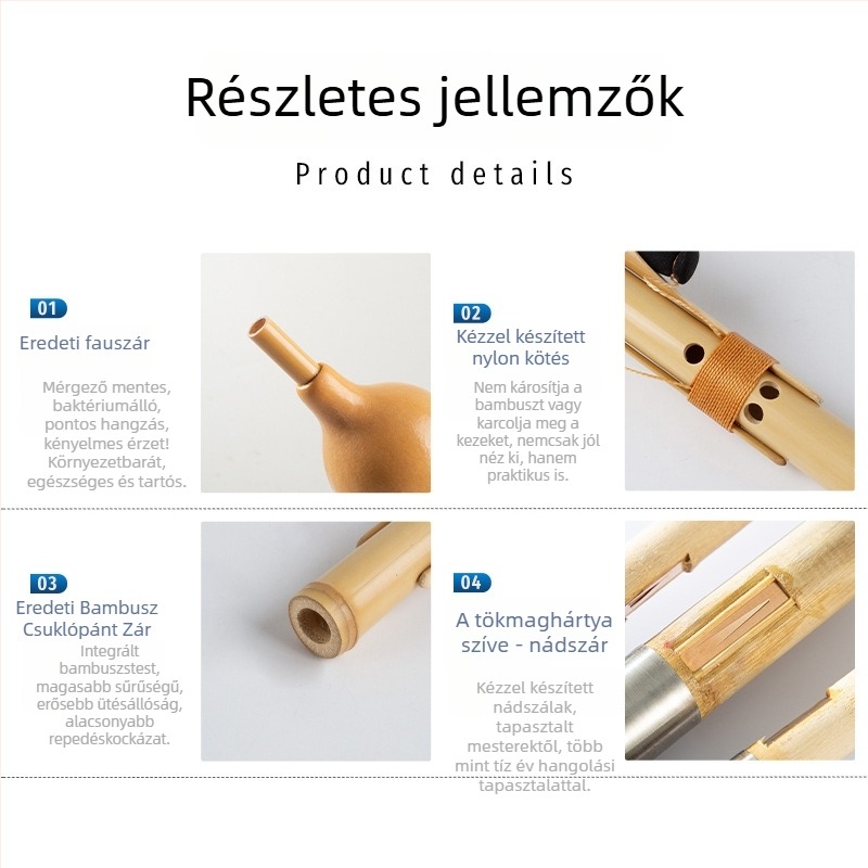 Hulusi a Sound Leaftől — kézzel készített Zizhu, eredeti ökológiai modell, hangjegyek: C B D G F, bőrdoboz