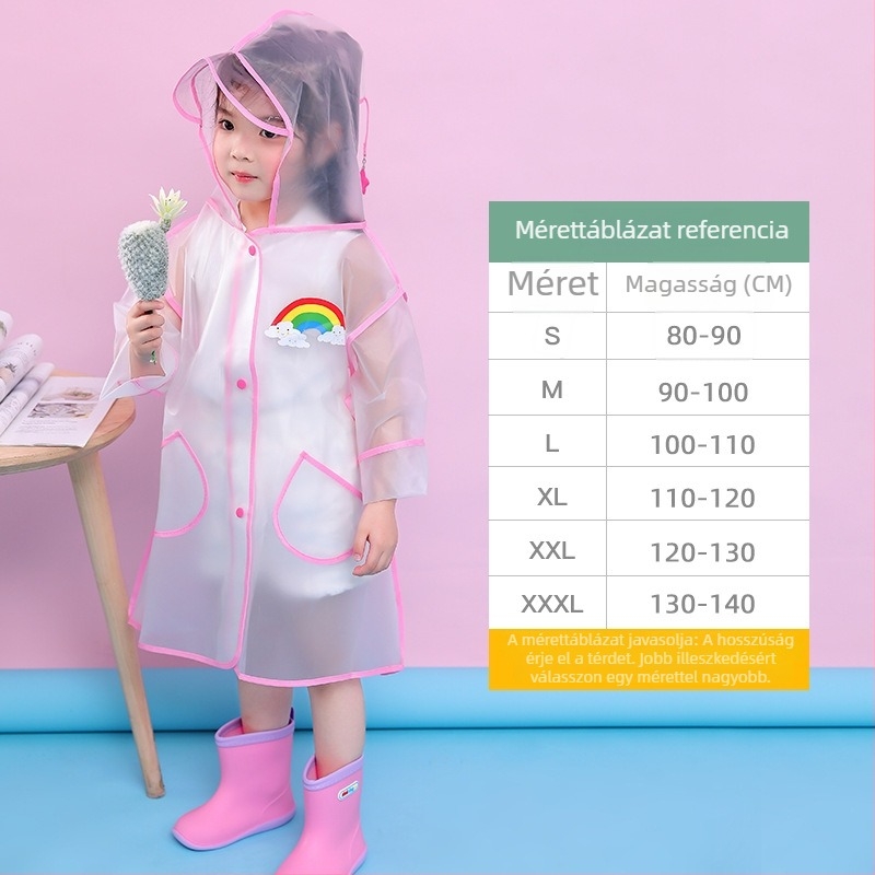 Gyerekeknek készített egy darabos esőponcho, EVA anyag, 0.15 vastagság, karikatúra mintás logónyomtatás, testreszabás elérhető, túrázásra