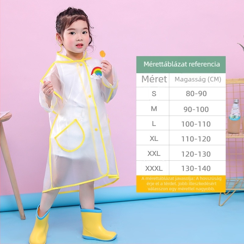 Gyerekeknek készített egy darabos esőponcho, EVA anyag, 0.15 vastagság, karikatúra mintás logónyomtatás, testreszabás elérhető, túrázásra