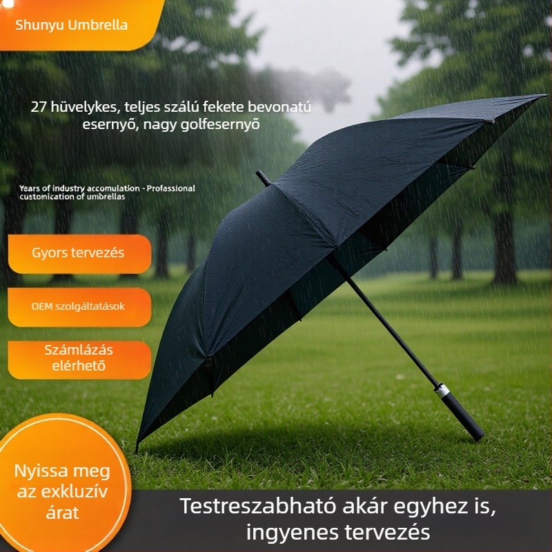 27 hüvelykes egyedi logóval nyomtatott esernyő, nagy golf esernyő, vízálló és UV-védett