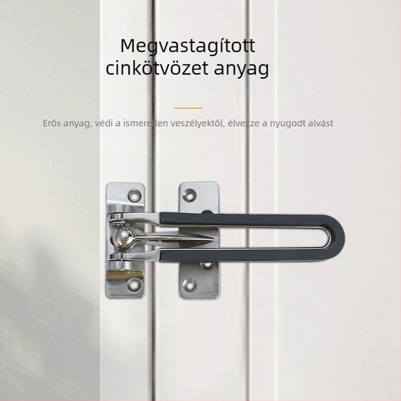 Zincsötvözetből készült hotelszobai ajtó biztonsági lánc, modell Rubber-coated anti-theft lock, felület: Wire drawing, testreszabható gyártás