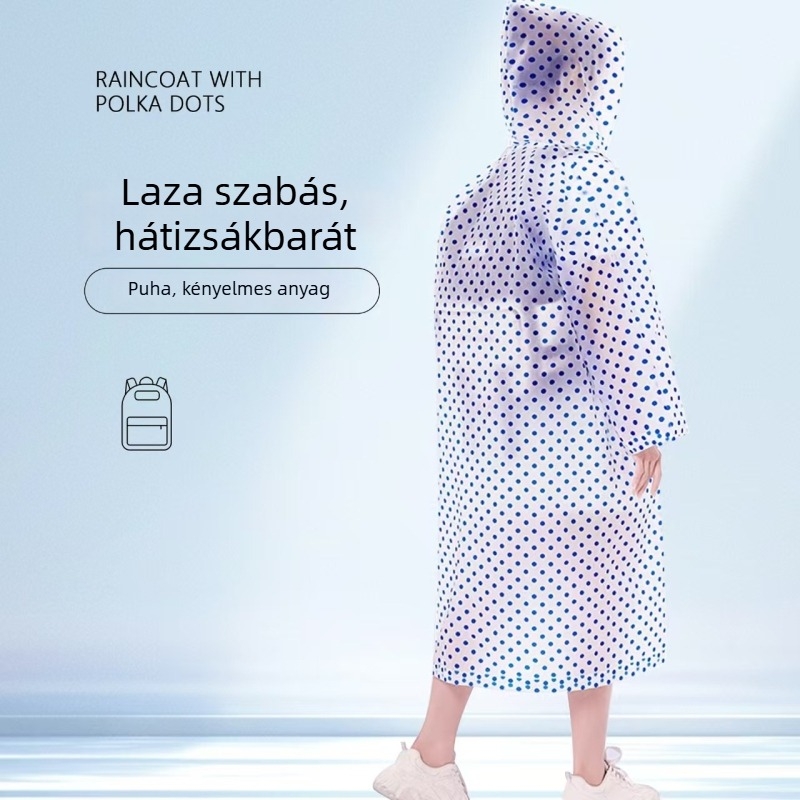 Újrahasználható esőponcsó felnőtteknek, hosszú, teljes testet lefedő, EVA anyagú, vízálló, hordozható