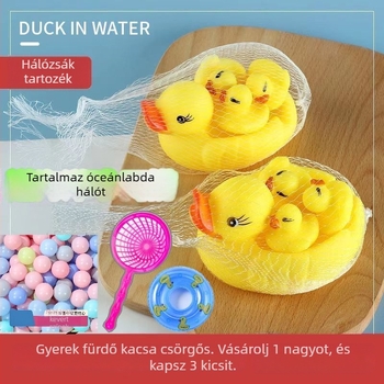 Baba fürdető játékok készlet hangos kacsafigurákkal — PVC anyag, 0–3 éves korosztálynak