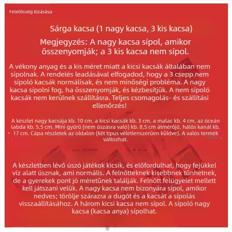 Baba fürdető játékok készlet hangos kacsafigurákkal — PVC anyag, 0–3 éves korosztálynak
