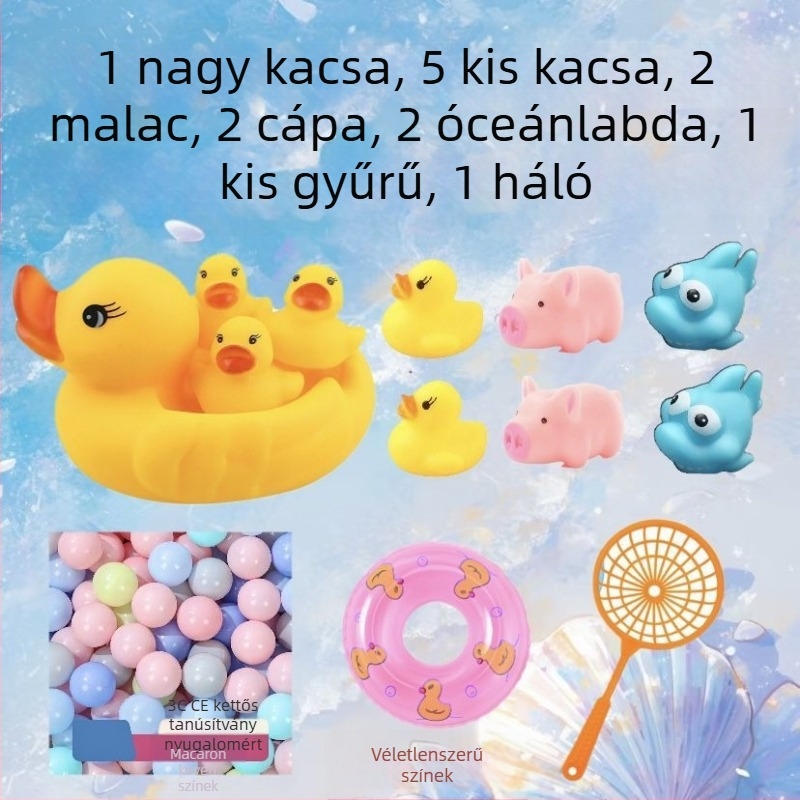 Baba fürdető játékok készlet hangos kacsafigurákkal — PVC anyag, 0–3 éves korosztálynak