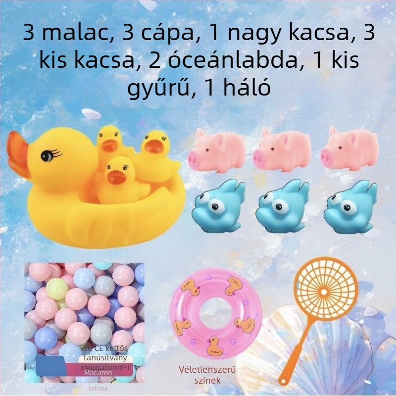 Baba fürdető játékok készlet hangos kacsafigurákkal — PVC anyag, 0–3 éves korosztálynak