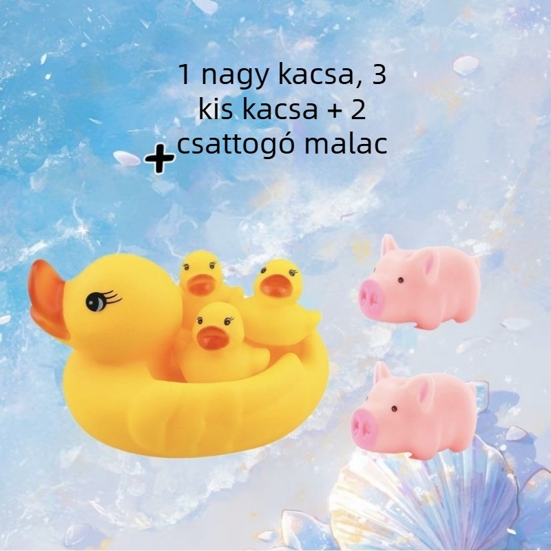 Baba fürdető játékok készlet hangos kacsafigurákkal — PVC anyag, 0–3 éves korosztálynak