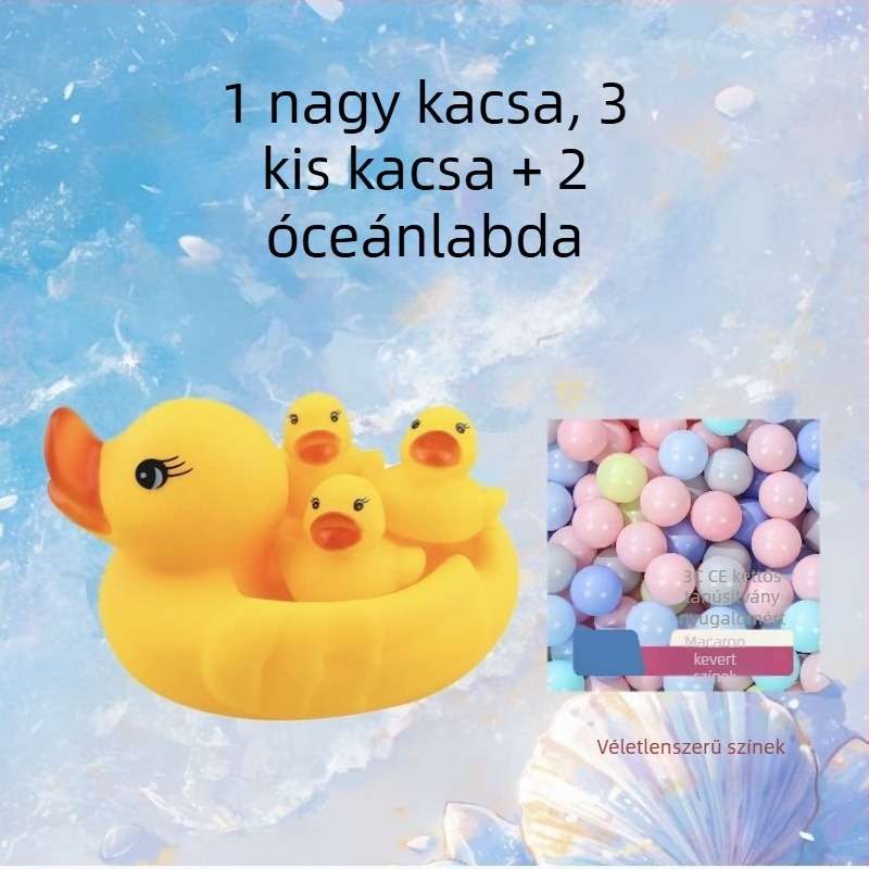 Baba fürdető játékok készlet hangos kacsafigurákkal — PVC anyag, 0–3 éves korosztálynak