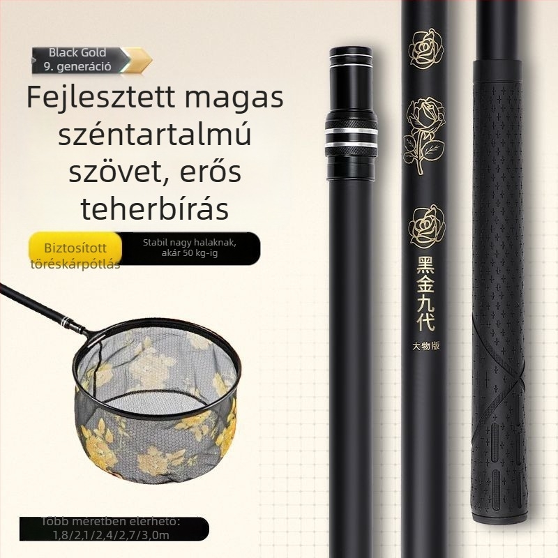 Teleszkópos karbon szálas hálóbot – ultra könnyű, ultra kemény, 9. generációs, teljes készlet