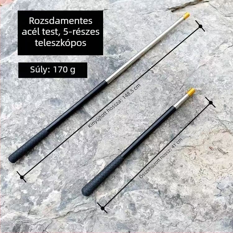 Öt részes, kihúzható rozsdamentes acél halászhálónyél