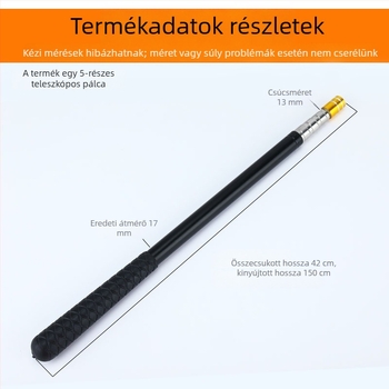 Teleszkópos hálónyél rozsdamentes acélból