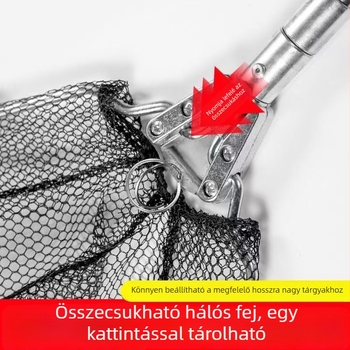 Rozsdamentes acélból készült háromszög alakú összecsukható horgász hálófej készlet, teleszkópos, integrált háló nagy halakhoz