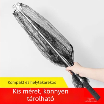 Rozsdamentes acélból készült háromszög alakú összecsukható horgász hálófej készlet, teleszkópos, integrált háló nagy halakhoz