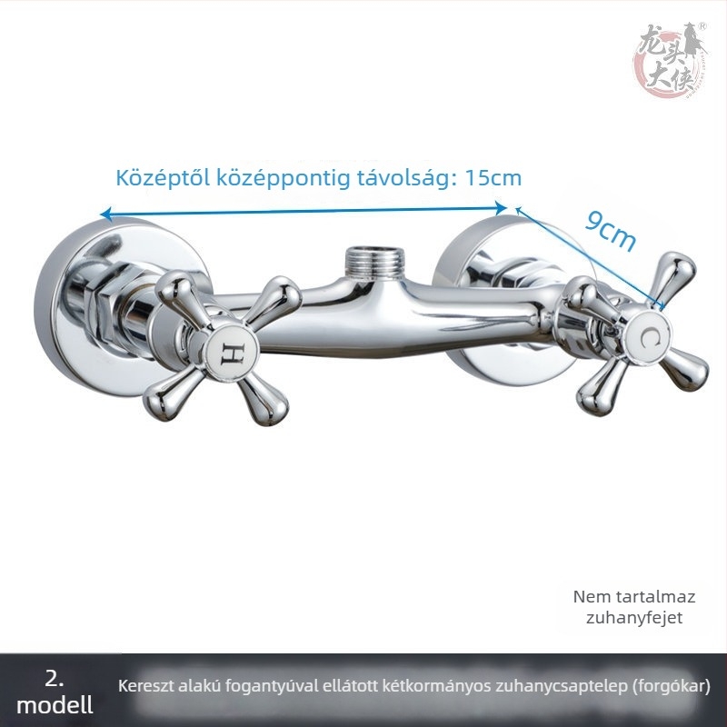 Duálvezérlésű zuhanycsaptelep, réz test, 0–80°C, menetes szerelés, réz mag