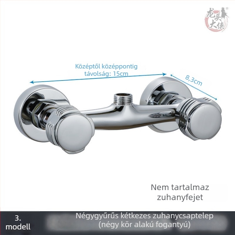 Duálvezérlésű zuhanycsaptelep, réz test, 0–80°C, menetes szerelés, réz mag