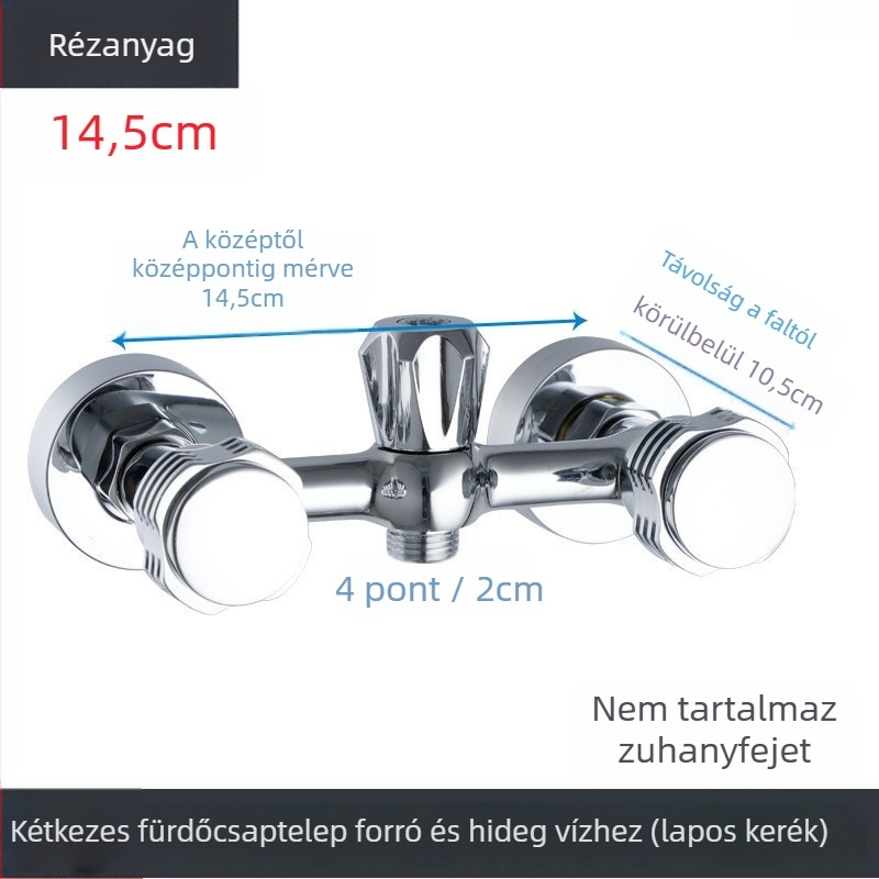 Duálvezérlésű zuhanycsaptelep, réz test, 0–80°C, menetes szerelés, réz mag
