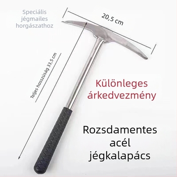 Téli jéghorgászatra szolgáló felszerelés – rozsdamentes acél, ice chisel, ice pick, ice net holder, ice breaker