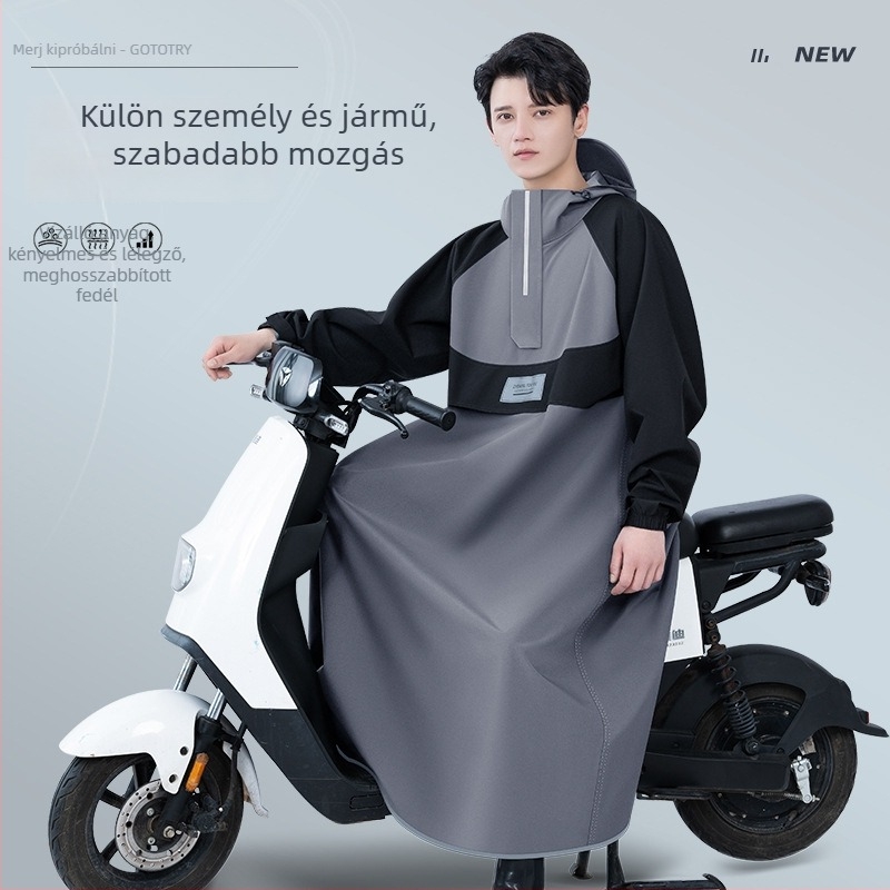 Hosszú esőkabát elektromos motorkerékpárhoz, ujjakkal, esőponcsó felnőtteknek