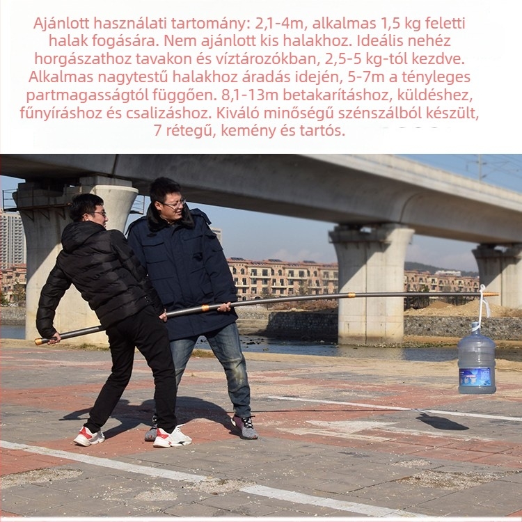 Teleszkópos hálóoszlop, 5/10 m, szénszálas, csupasz hálóoszlop