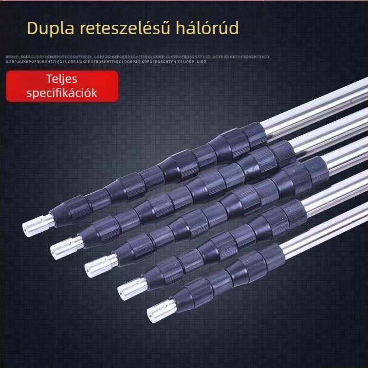 Rozsdamentes acélból készült vastagodott teleszkópos halászháló rúd, nagy halakhoz